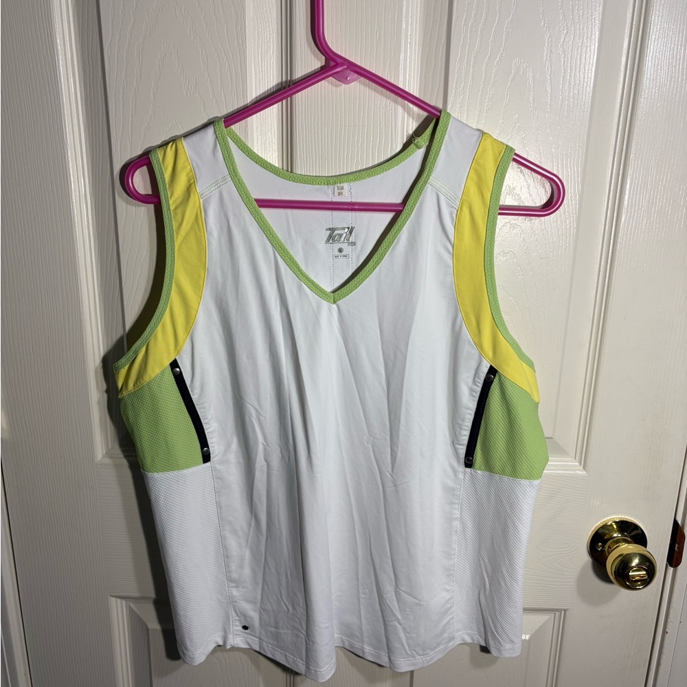 NWOT Tail White and Yellow Sleeveless Athletic Tank